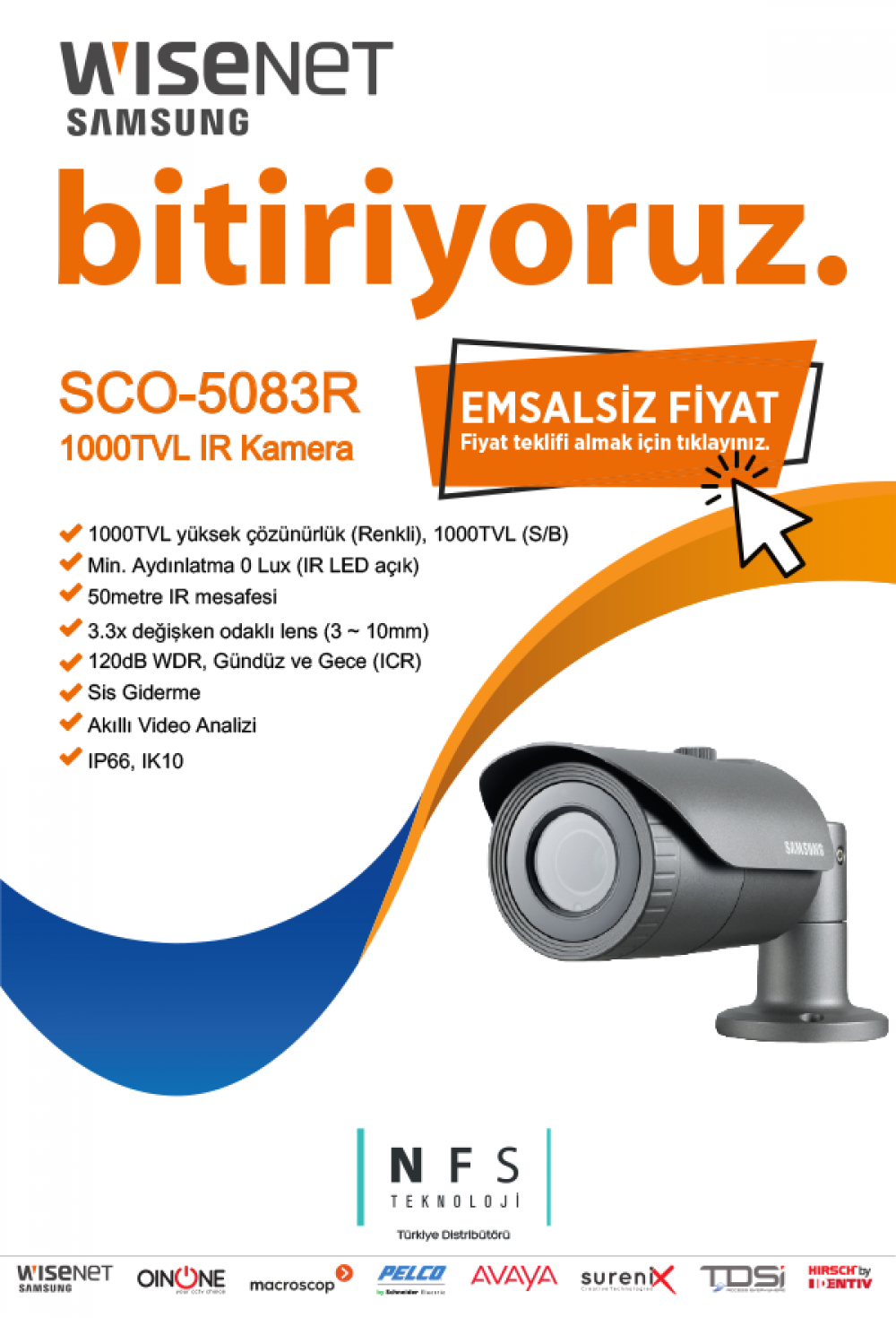 Samsung Wisenet SCO-5083R | 1000TVL IR Kamera