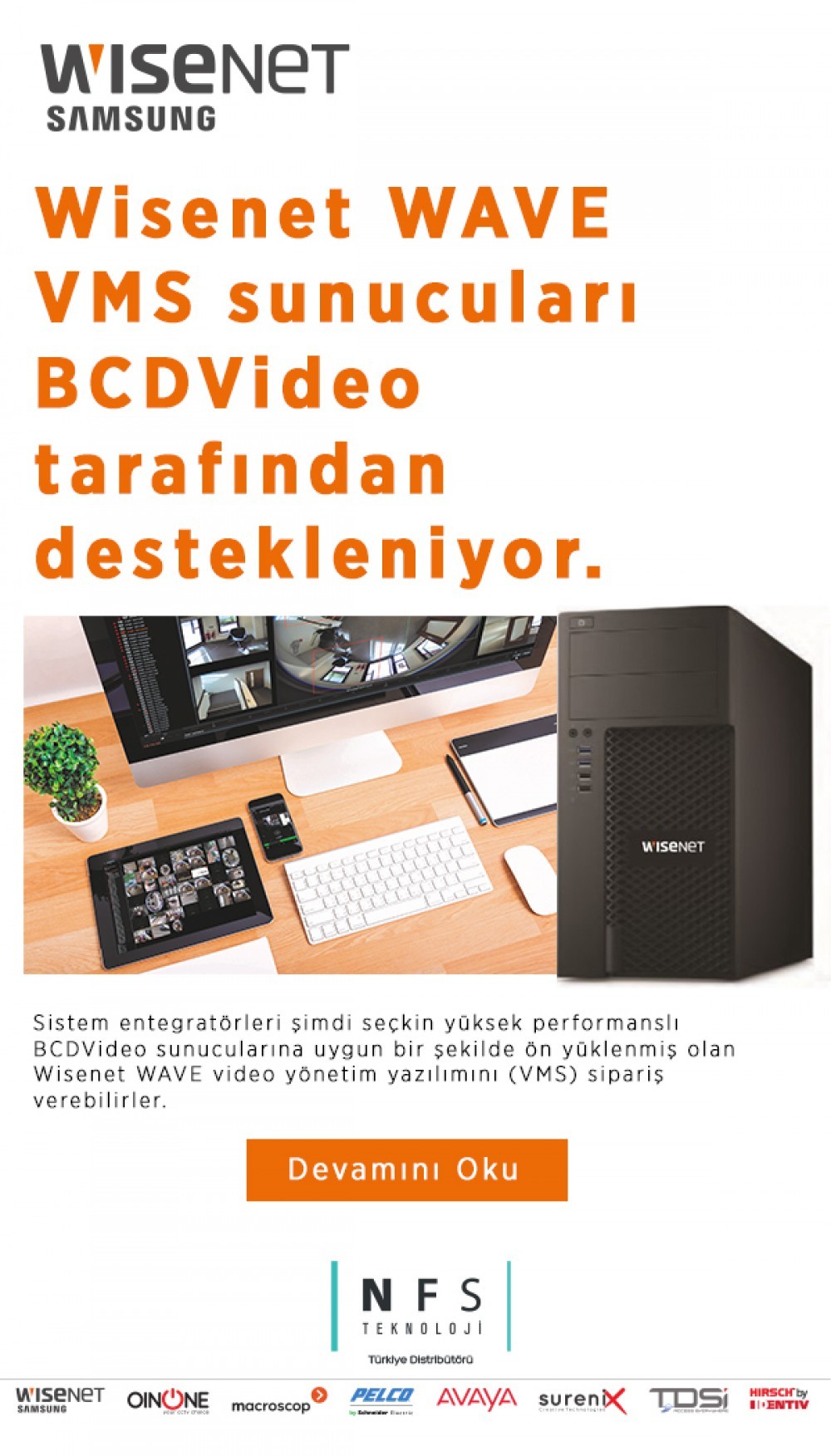 Wisenet WAVE VMS sunucuları BCDVideo  tarafından destekleniyor